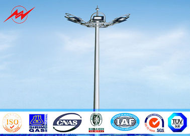 Chiny 20 Meter Raising Lowering High Mast Pole , Steel Wire Cables Stadium Light Pole dostawca