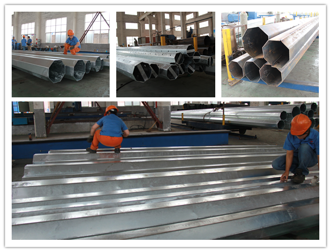 Hot Dip Galvanized Steel Electric Utility Poles For Electrical Distribution Line Project 1