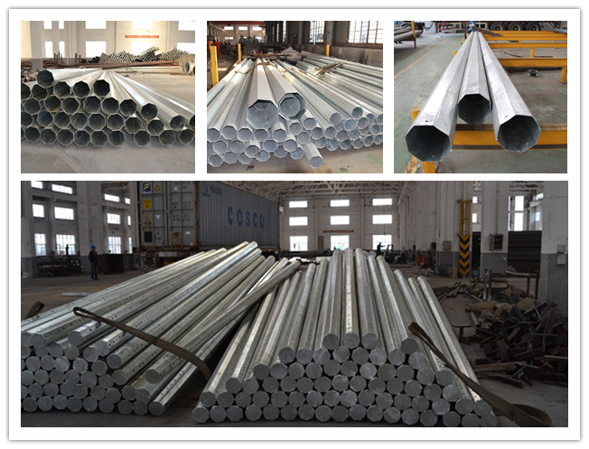 Galvanization Surface Steel Power Poles For 69kv Transmission Line Project 0
