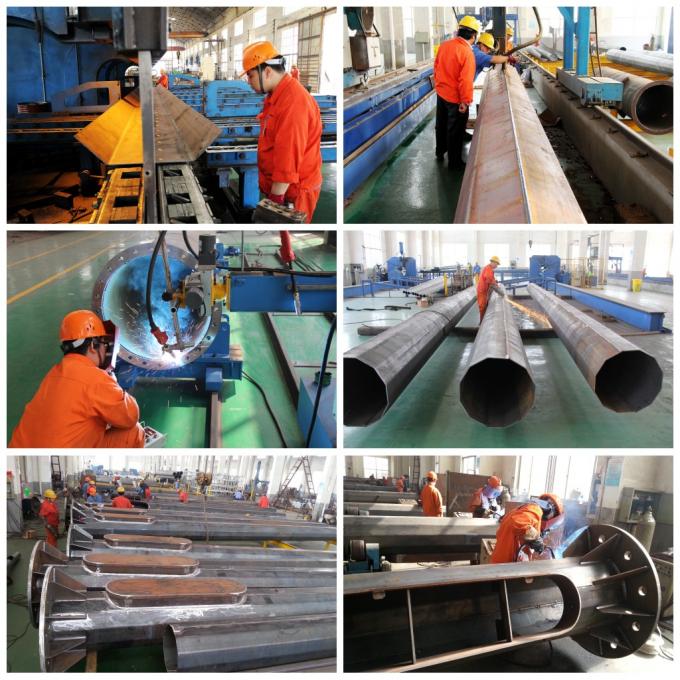 1.5 Safety Factor Galvanized Steel Pole / Galvanised Steel Poles 50 Years Life Time 1