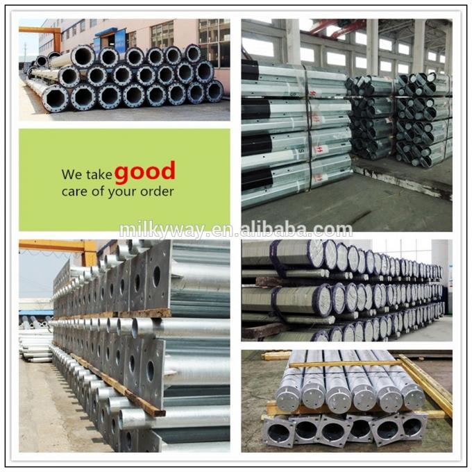 1.5 Safety Factor Galvanized Steel Pole / Galvanised Steel Poles 50 Years Life Time 2