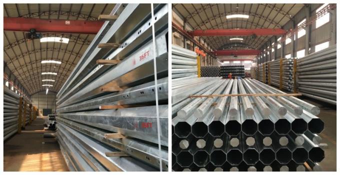 8 Sided Shape 2.5KN Load Galvanized Steel Pole With AWS D1.1 Welding Standard 1
