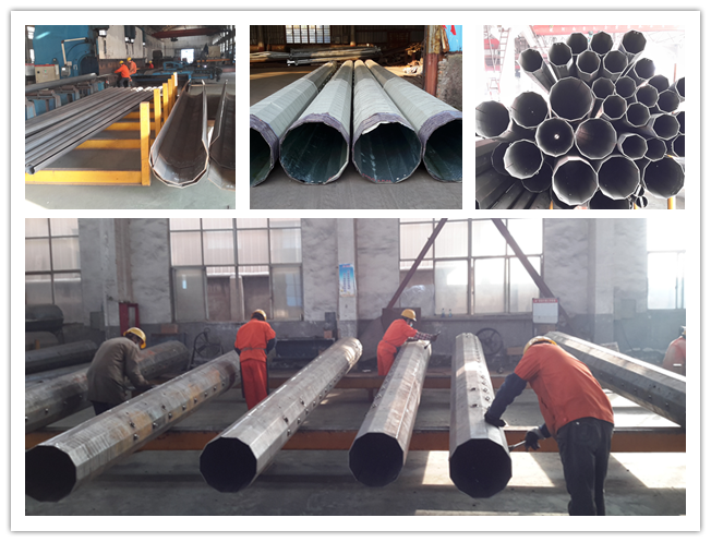 GR65 Galvanization Steel Utility Electrical Power Pole For Powerful Transmission Line 2