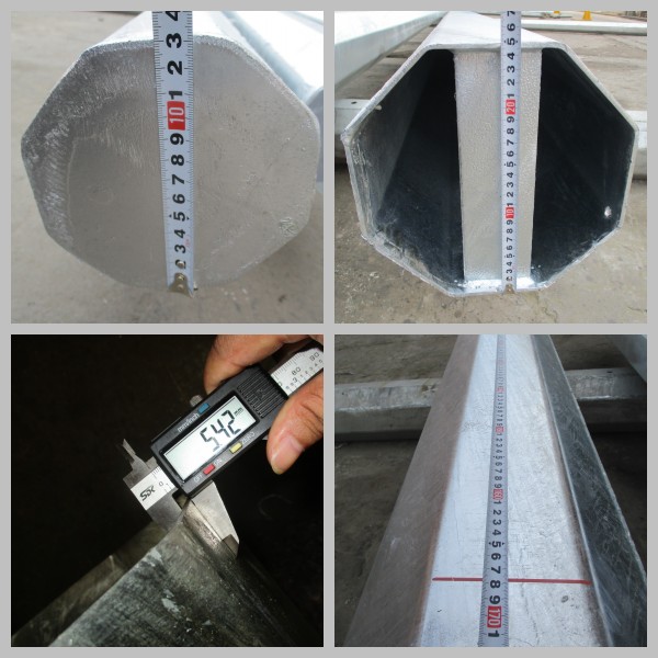 35 Ft Power Line Galvanized Steel Pole Bitumen Surface 4mm Thickness Steel Power Pole 0