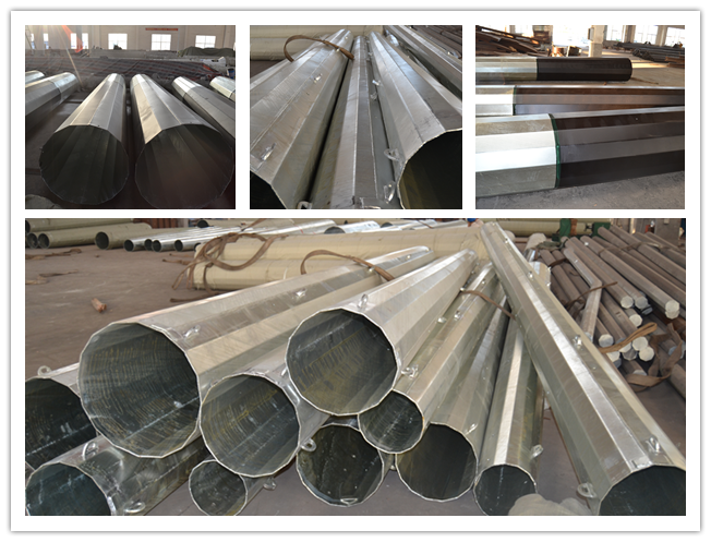 Hot Dip Galvanized Steel Electric Utility Poles For Electrical Distribution Line Project 0