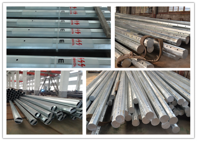 Powerful Galvanized Steel Pole Electric Utility Pole With FRP 9m 7.2mm 0