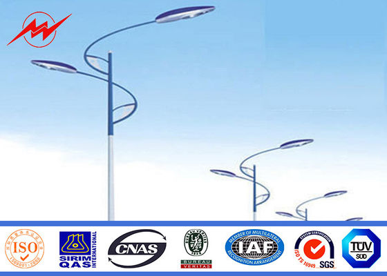 7mm 3mm wall thickness dual outreach Galvanized Steel Pole for highway light design