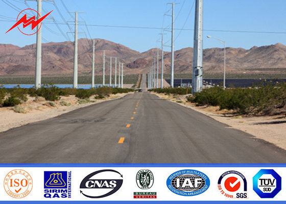 Conical 3.5mm thickness electric power pole 22m height with three sections for transmission