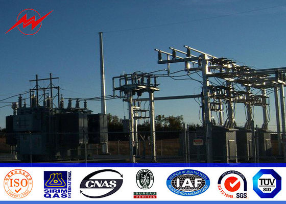 Conical 3.5mm thickness electric power pole 22m height with three sections for transmission