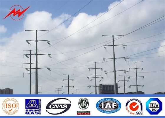 110KV Double Circuit Electrical Power Pole , High Mast Steel Utility Poles