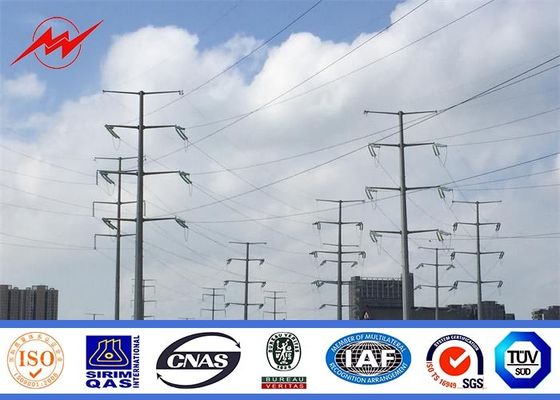 110KV Double Circuit Electrical Power Pole , High Mast Steel Utility Poles