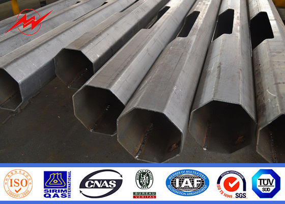 12m Galvanized 2.5mm square Light Poles Powder Coating with Cross Arms