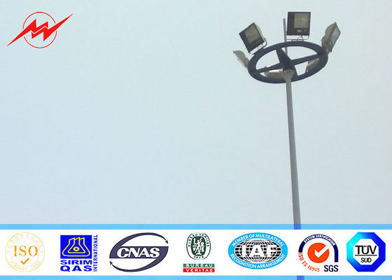 Conical galvanized 25M High Mast Pole with round lantern panel for sport center