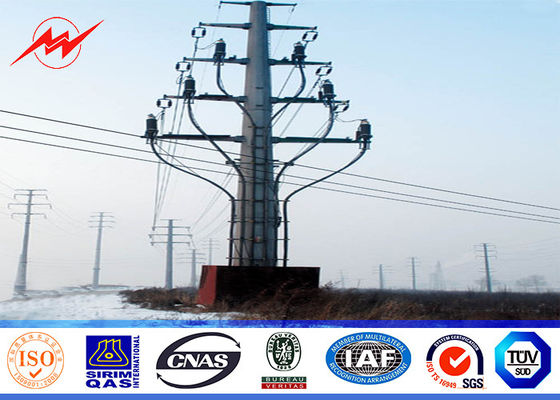 18M 12.5KN 4mm thickness Steel Utility Pole for overhead transmission line with substational character