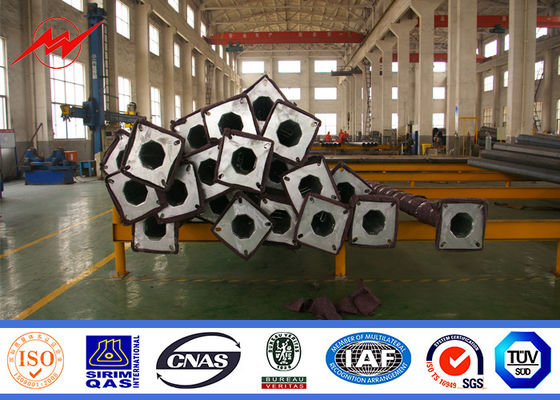 Single Arm 3mm Galvanized Steel Poles , Anti - Corrosion Outdoor Light Pole