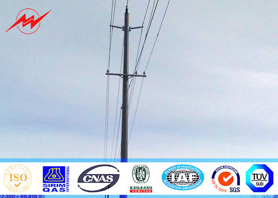 14m 500 Dan Tapered Steel Utility Pole , Galvanized Steel Poles With Climbing Ladder Protection