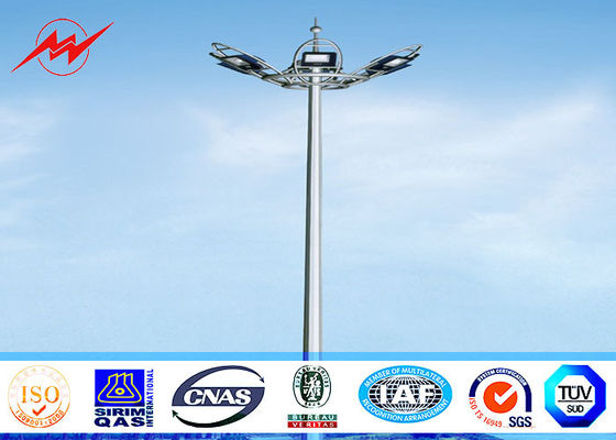 20 Meter Raising Lowering High Mast Pole , Steel Wire Cables Stadium Light Pole