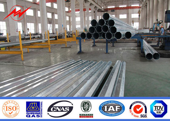 Bitumen 132kv Double Circuit Galvanized Steel Pole , Steel Power Poles