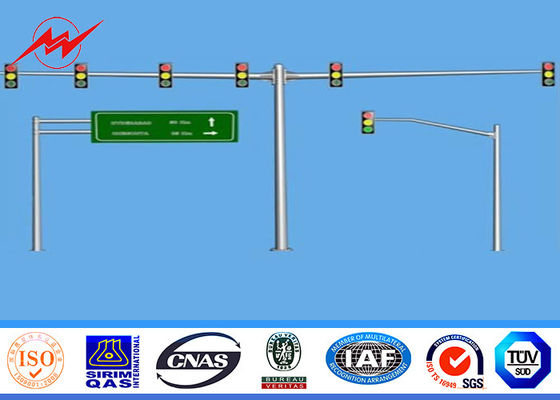 6m Single Bracket Galvanized Traffic Street Light Pole 3mm Thickness