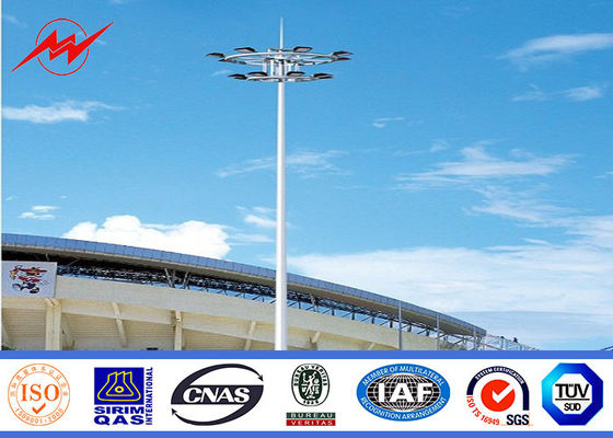Gr65 Steel Tubular Pole High Mast Light Pole Single Double / Triple Arm For Stadium