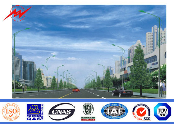 12M Double Arm 4mm Parking Lot Light Pole With 1.5M Cross Arm