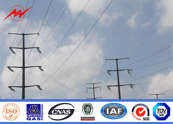 Safety Bitumen Electrical Power Pole 33kv Hot Dip Galvanization