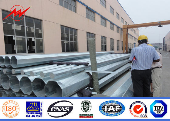 Outdoor Polygonal Metal Utility Poles 12m 10kn Galvanized Steel Pole