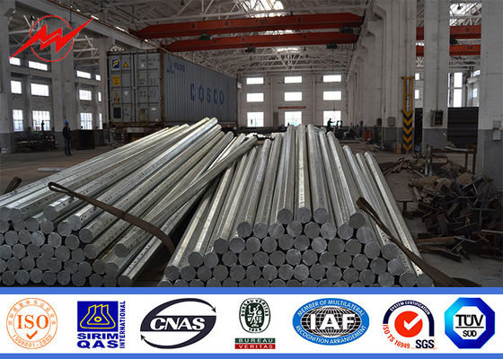 10-500kv Electrical Galvanized Steel Pole / durable transmission line poles