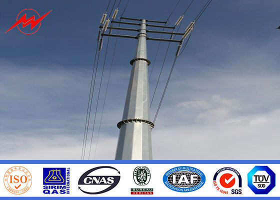 10M 1200DAN Galvanized Steel Transmission Power Pole Conical 5mm Thickness