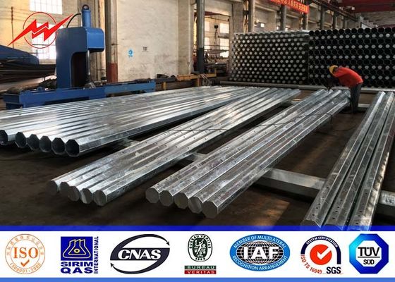 69 kv Octagonal Electrical Galvanized Steel Pole With Galvanized Steel Cross Arms