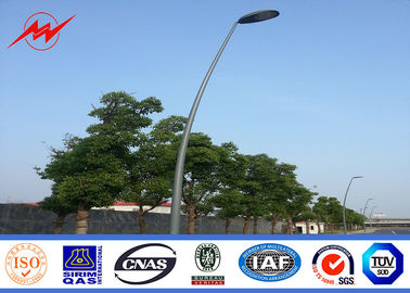 12M S345 Hot Dip Galvanized Street Light Poles Highway Steel Poles With Cross Arms