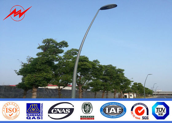 Single Arms Q235 Steel High Mast Street Lighting Poles Galvanized Street Light Pole