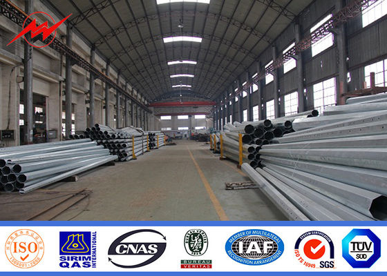 36KV ASTM A 123 Galvanized Electrical Steel Transmission Line Poles with Cross Arm