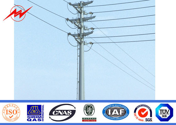 Outdoor Tapered Transmission Line Steel Power Pole with Channel Steel Cross Arm