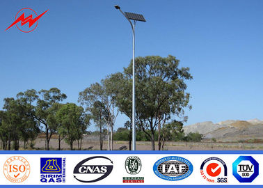 Q235 Hot Dip Galvanized Street Light Poles 12m With Cross Arm 1.8 Safety Factor