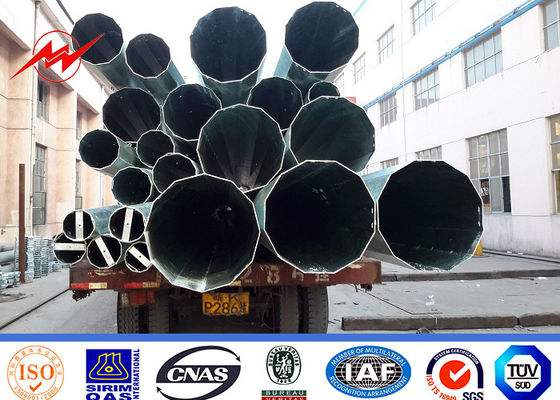 30KN Gr65 Galvanised Steel Poles 10 KV - 550 KV Anti Corrosion Tubular Steel Pole