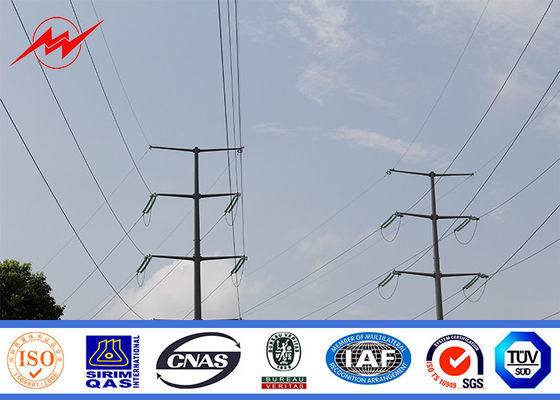 Anticorrosive 14m 500Dan Steel Power Pole For Power Transmission Electric Line
