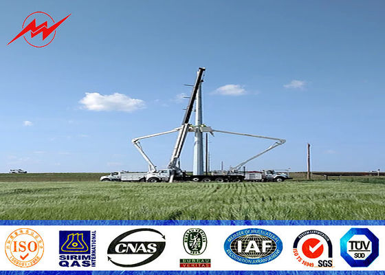 Galwanizowany słup stalowy do transmisji linii 33KV z otworami szczelinami do śrubu kotwicowego