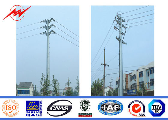 45 FT 2 Sections 220 KV Electric Steel Power Pole With Galvanization / Bitumen