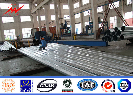 ISO 9001 Steel Metal Power Pole For 10M 33kv Transmission Line