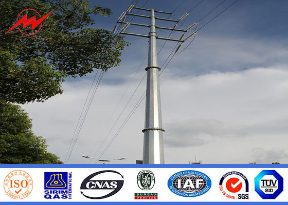 Polygon Galvanized  Electricity Steel Utility Pole For 115kv Overhead Transmission Line Project