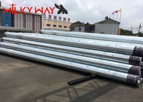 12M 16KN Stalowy rurkowy słup elektryczny dla projektu transmisji linii dystrybucyjnej energii elektrycznej