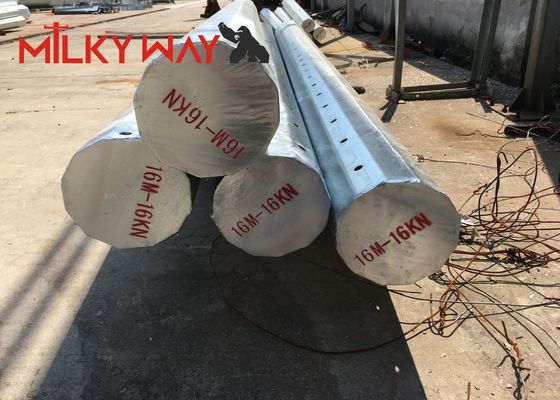 30ft 66kv Stalowy słup dla linii przesyłowej energii z podwójnymi ramionami zaprojektowany do łatwej konserwacji