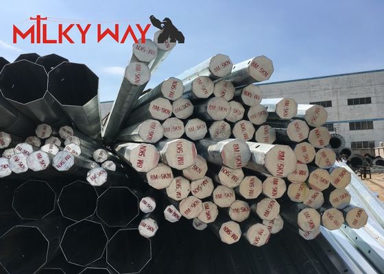 12 m ośmiokątny galwanizowany słup stalowy z wysoką odpornością na ciśnienie wiatru do dystrybucji energii elektrycznej