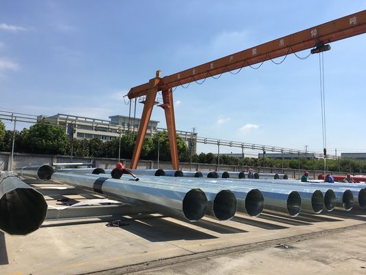 12m Hot Dip Galvanized Steel Power Pole with 450MPa Yield Stress and Dodecagonal Shape for Electric Power Transmission