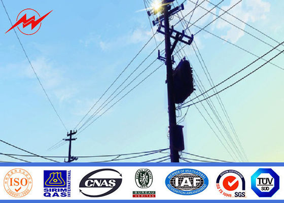 Odporny na wiatr stożkowy ocynkowany słup stalowy do projektu linii dystrybucyjnej