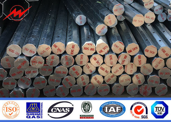 7-12M Elektryczny słup ze stali 10m Q235 Z galwanizowanym na gorąco do przesyłu